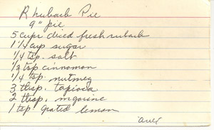 rhubarb pie recipe card